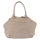 PRADA Tote Bag Leather 2way Beige Gold Auth 185585A-2