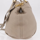 PRADA Tote Bag Leather 2way Beige Gold Auth 185585A-3