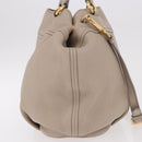 PRADA Tote Bag Leather 2way Beige Gold Auth 185585A-4