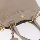 PRADA Tote Bag Leather 2way Beige Gold Auth 185585A-6