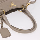 PRADA Tote Bag Leather 2way Beige Gold Auth 185585A-7