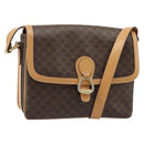 CELINE Macadam Canvas Shoulder Bag PVC Leather Brown Gold Auth 185586A-1