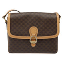 CELINE Macadam Canvas Shoulder Bag PVC Leather Brown Gold Auth 185586A-13