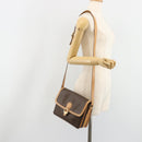 CELINE Macadam Canvas Shoulder Bag PVC Leather Brown Gold Auth 185586A-24