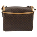 CELINE Macadam Canvas Shoulder Bag PVC Leather Brown Gold Auth 185586A-2