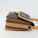 CELINE Macadam Canvas Shoulder Bag PVC Leather Brown Gold Auth 185586A-3