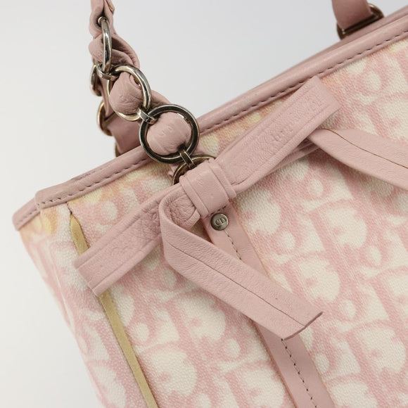 Christian Dior Trotter Canvas Chain Hand Bag PVC Pink Gold Auth 185587A