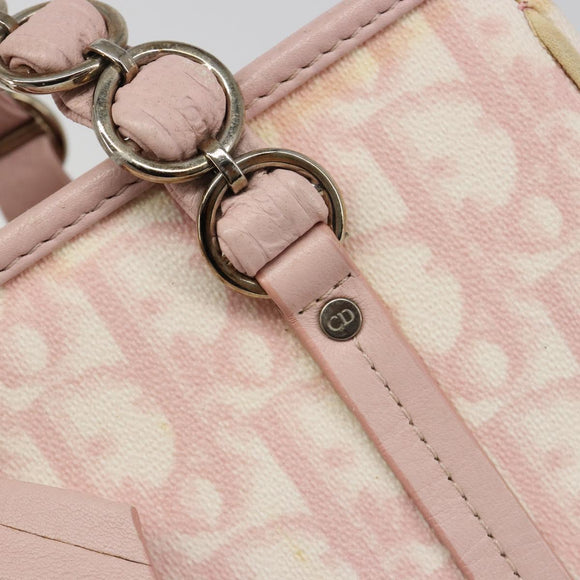 Christian Dior Trotter Canvas Chain Hand Bag PVC Pink Gold Auth 185587A