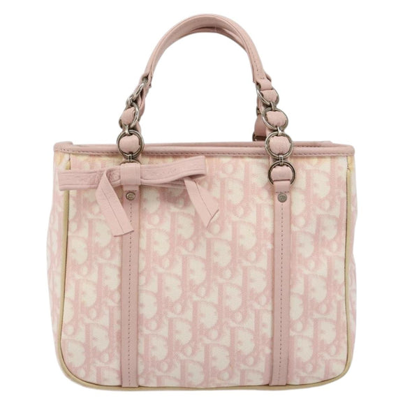 Christian Dior Trotter Canvas Chain Hand Bag PVC Pink Gold Auth 185587A