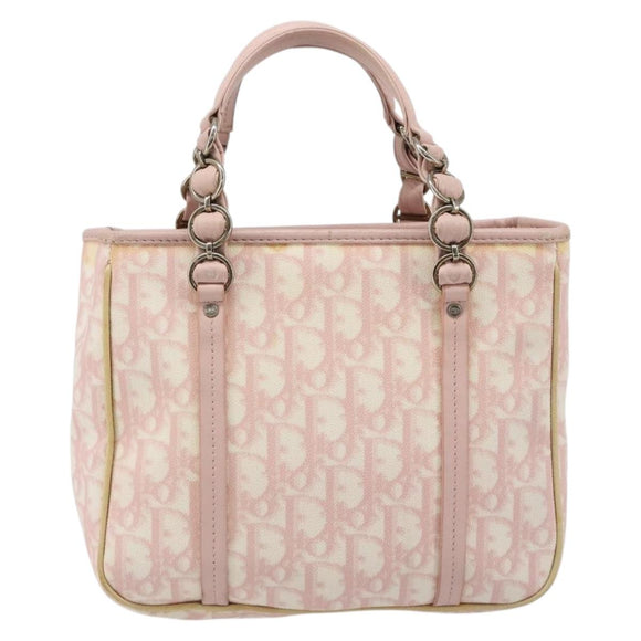Christian Dior Trotter Canvas Chain Hand Bag PVC Pink Gold Auth 185587A