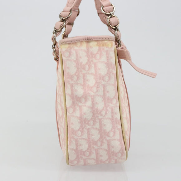 Christian Dior Trotter Canvas Chain Hand Bag PVC Pink Gold Auth 185587A