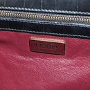 PRADA Hand Bag Leather Croco Embossed Black Gold Auth 185588V-22