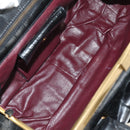 PRADA Hand Bag Leather Croco Embossed Black Gold Auth 185588V-10