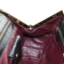 PRADA Hand Bag Leather Croco Embossed Black Gold Auth 185588V-23