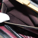 PRADA Hand Bag Leather Croco Embossed Black Gold Auth 185588V-27