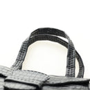 PRADA Hand Bag Leather Croco Embossed Black Gold Auth 185588V-14