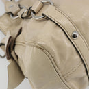 Miu Miu Hand Bag Leather 2way Beige Silver Auth 185589A-14