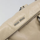 Miu Miu Hand Bag Leather 2way Beige Silver Auth 185589A-17