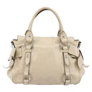 Miu Miu Hand Bag Leather 2way Beige Silver Auth 185589A-2