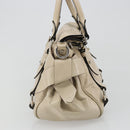 Miu Miu Hand Bag Leather 2way Beige Silver Auth 185589A-4