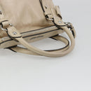 Miu Miu Hand Bag Leather 2way Beige Silver Auth 185589A-7