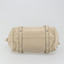 Miu Miu Hand Bag Leather 2way Beige Silver Auth 185589A-5