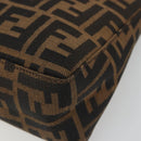 FENDI Zucca Canvas Hand Pouch Black Brown Auth 185591-14