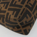 FENDI Zucca Canvas Hand Pouch Black Brown Auth 185591-15