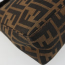 FENDI Zucca Canvas Hand Pouch Black Brown Auth 185591-17