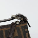 FENDI Zucca Canvas Hand Pouch Black Brown Auth 185591-9