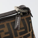 FENDI Zucca Canvas Hand Pouch Black Brown Auth 185591-10