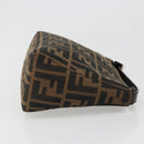 FENDI Zucca Canvas Hand Pouch Black Brown Auth 185591-3
