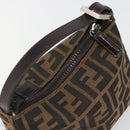 FENDI Zucca Canvas Hand Pouch Black Brown Auth 185591-6