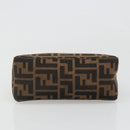 FENDI Zucca Canvas Hand Pouch Black Brown Auth 185591-5