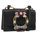 Miu Miu Shoulder Bag Leather Black Gold Auth 185592A-1