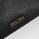 Miu Miu Shoulder Bag Leather Black Gold Auth 185592A-17