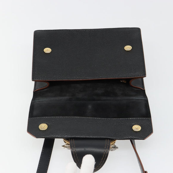 Miu Miu Shoulder Bag Leather Black Gold Auth 185592A