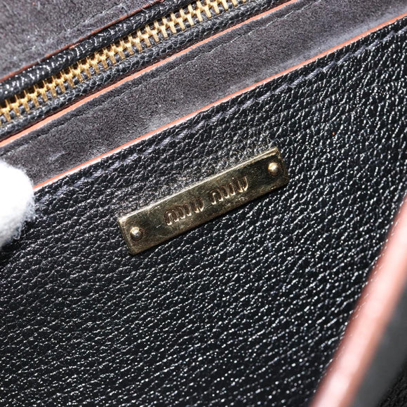 Miu Miu Shoulder Bag Leather Black Gold Auth 185592A