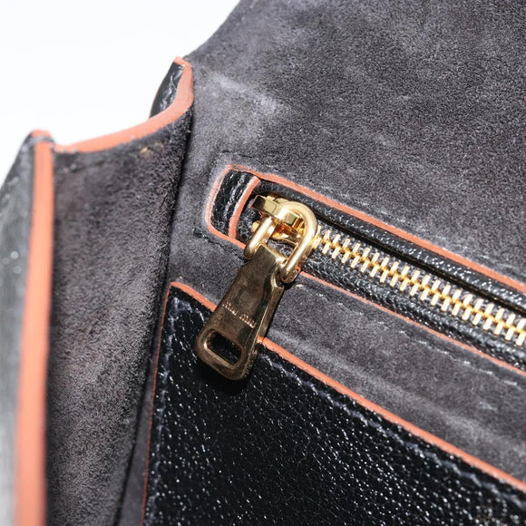 Miu Miu Shoulder Bag Leather Black Gold Auth 185592A