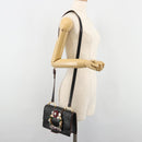 Miu Miu Shoulder Bag Leather Black Gold Auth 185592A-26