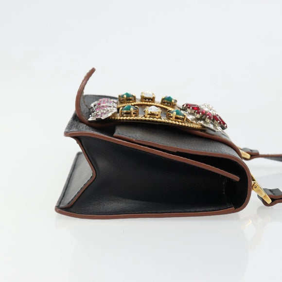 Miu Miu Shoulder Bag Leather Black Gold Auth 185592A
