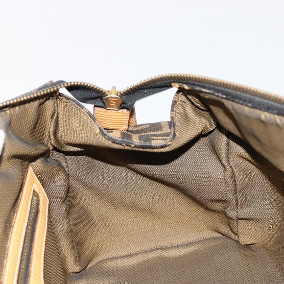 FENDI Zucca Canvas Hand Bag 2way Black Brown Auth 185594A