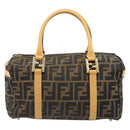 FENDI Zucca Canvas Hand Bag 2way Black Brown Auth 185594A-13
