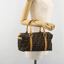 FENDI Zucca Canvas Hand Bag 2way Black Brown Auth 185594A-23