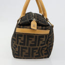 FENDI Zucca Canvas Hand Bag 2way Black Brown Auth 185594A-4
