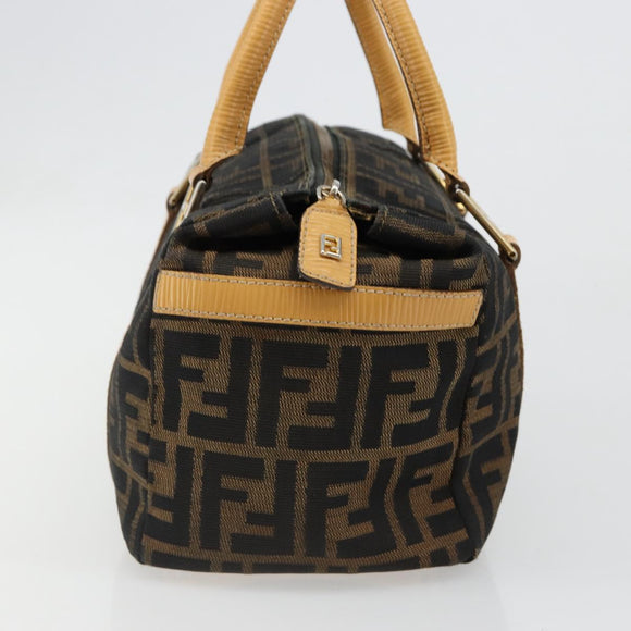 FENDI Zucca Canvas Hand Bag 2way Black Brown Auth 185594A