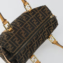FENDI Zucca Canvas Hand Bag 2way Black Brown Auth 185594A-6