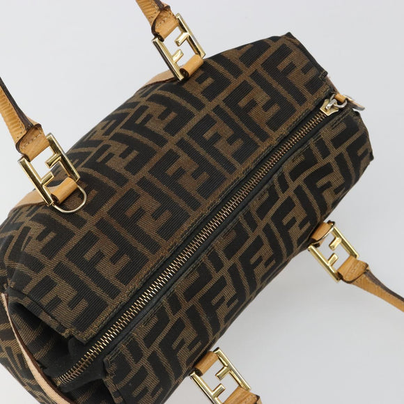 FENDI Zucca Canvas Hand Bag 2way Black Brown Auth 185594A