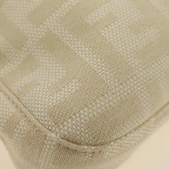 FENDI Zucca Canvas Mamma Baguette Shoulder Bag Ivory Silver Auth 185596V