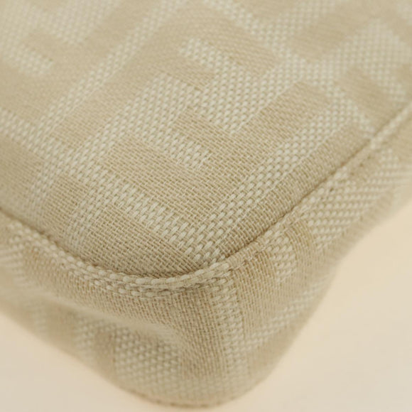 FENDI Zucca Canvas Mamma Baguette Shoulder Bag Ivory Silver Auth 185596V